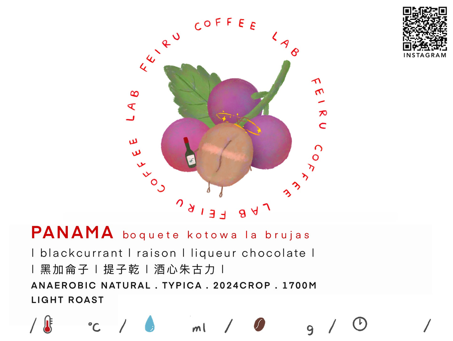 Panama • 黑加侖子ㅣ提子乾ㅣ酒心朱古力 • Anaerobic Natural • Geisha