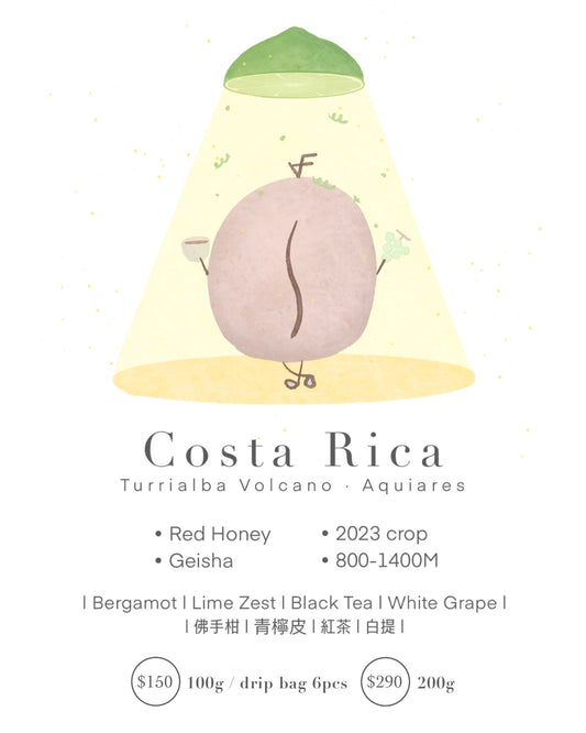 Costa Rica • Red Honey • Geisha 
l 佛手柑 | 青檸皮 | 紅茶 | 白提 |