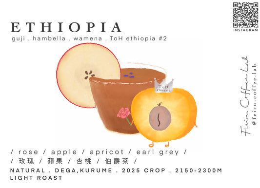 Ethiopia • ㅣ玫瑰ㅣ蘋果ㅣ杏桃ㅣ伯爵茶 ㅣ • Natural • Dega , Kurume