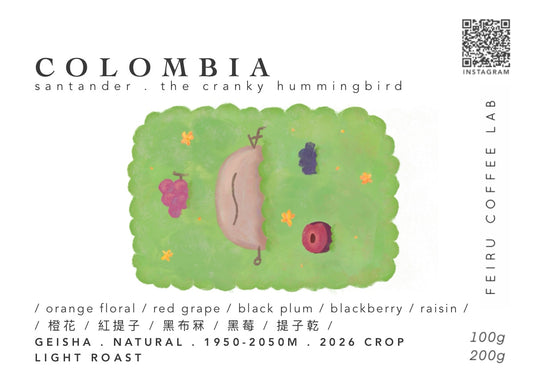 COLOMBIA • ㅣ橙花ㅣ紅提子ㅣ黑布冧ㅣ黑莓ㅣ提子乾ㅣ• natural • geisha