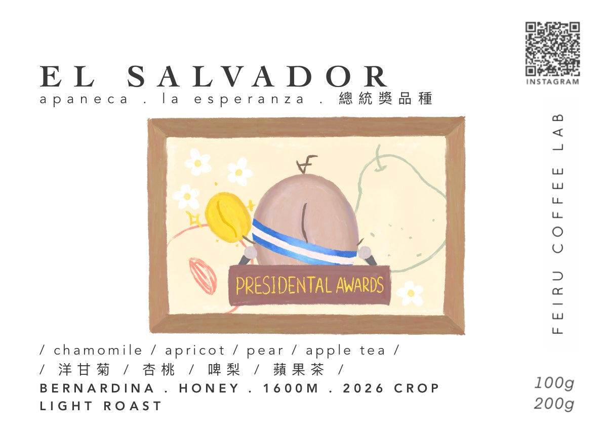 [總統獎。稀有品種] EL SALVADOR • ㅣ洋甘菊ㅣ杏桃ㅣ啤梨ㅣ蘋果茶ㅣ• honey • bernardina
